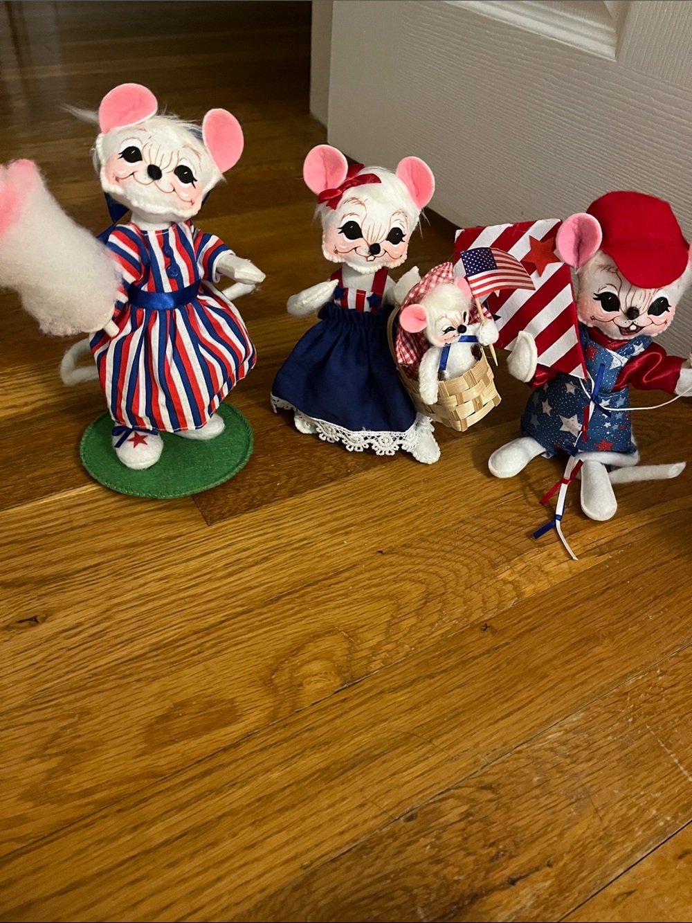 Annalee Patriotic Mouse Family Plush Set in Red, White & Blue
